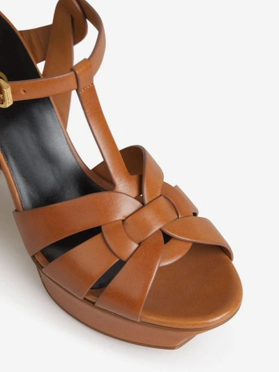 Shop Saint Laurent Tribute Platform Sandals In Camel