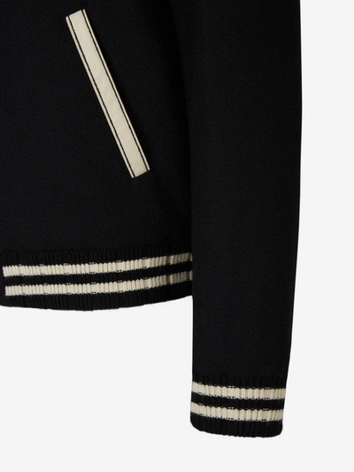 Shop Saint Laurent Varsity Bomber Jacket In Black