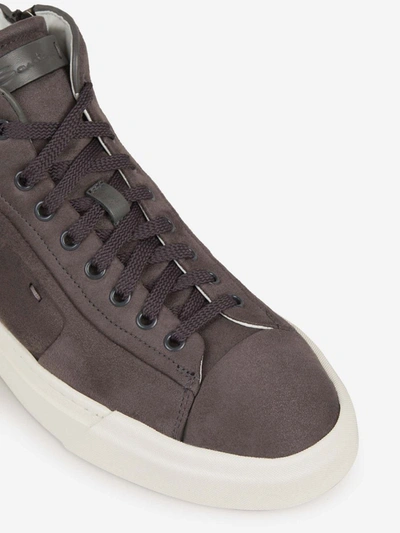 Shop Santoni Leather Paneled Sneakers In High Top Sneakers