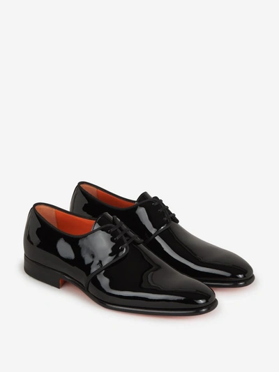 Shop Santoni Patent Leather Derby Shoes In Black