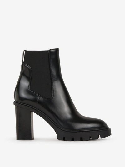 Shop Santoni Slip On Leather Ankle Boots In Negre