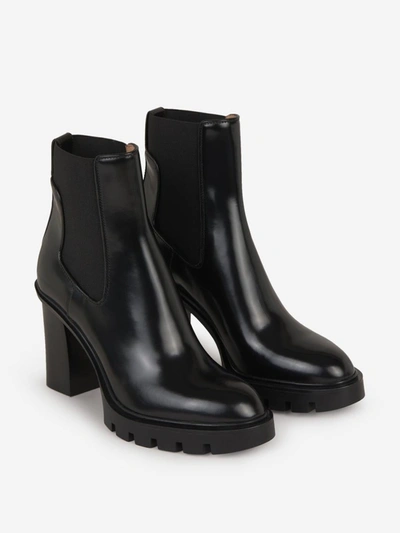 Shop Santoni Slip On Leather Ankle Boots In Negre