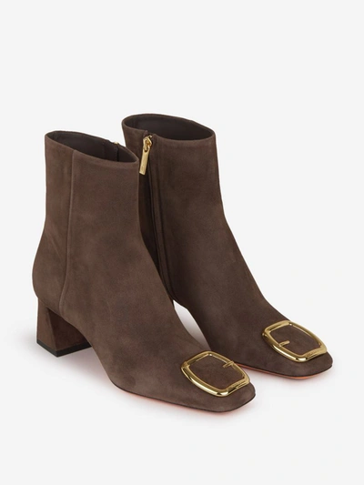 Shop Santoni Suede Leather Boots In Taupe
