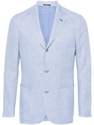 Shop Sartorio Napoli Linen And Wool Blend Jacket In Clear Blue