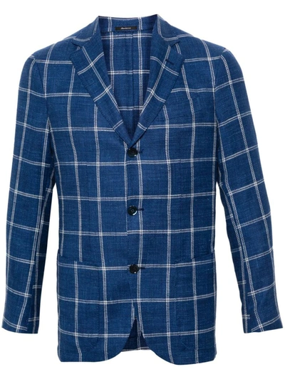 Shop Sartorio Napoli Wool And Cotton Blend Jacket In Blue