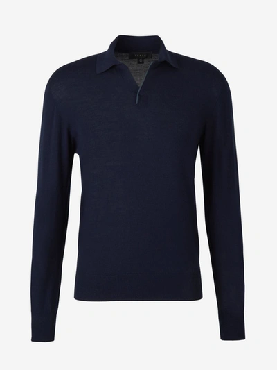 Shop Sease Wool Knitted Polo In Midnight Blue