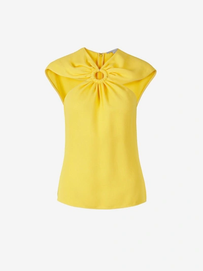 Shop Stella Mccartney Ruched Cut Out Blouse In Dark Yellow