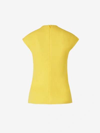 Shop Stella Mccartney Ruched Cut Out Blouse In Dark Yellow