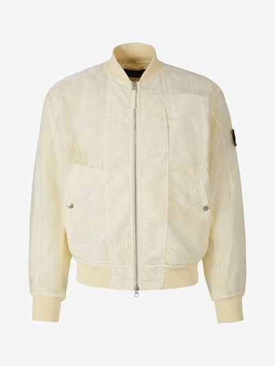 Shop Stone Island Shadow Project Mesh Patch Jacket In Vanilla