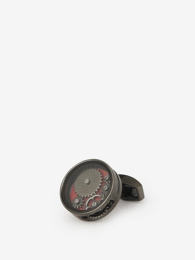 Shop Tateossian Gear Gear Cufflinks In Dark Gray And Red