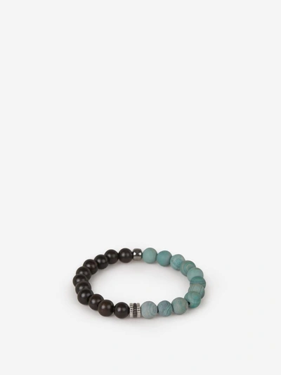 Shop Tateossian Natural Wood Bracelet In Turquoise Green