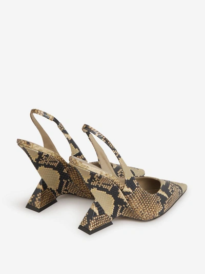 Attico Cheope Python-effect Leather Slingback Pumps In Taupe