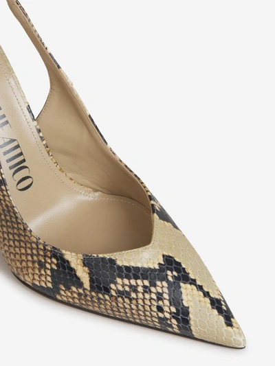 Attico Cheope Python-effect Leather Slingback Pumps In Taupe