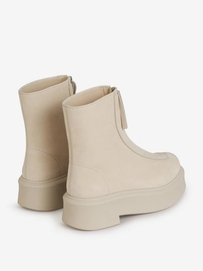 Shop The Row Zipper Leather Boots In Beix