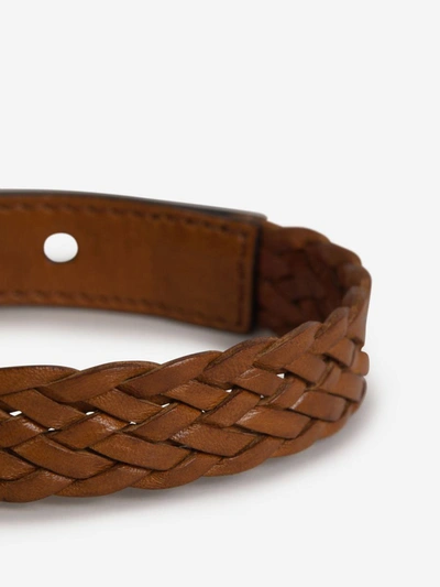 Shop Tom Ford Braided Leather Bracelet In Brown