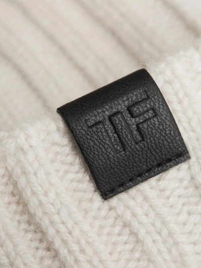 Shop Tom Ford Cashmere Ribbed Beanie In Beix