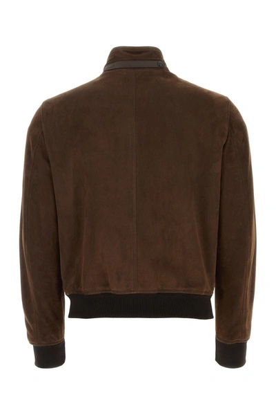 Shop Tom Ford Leather Jackets In Chocolate