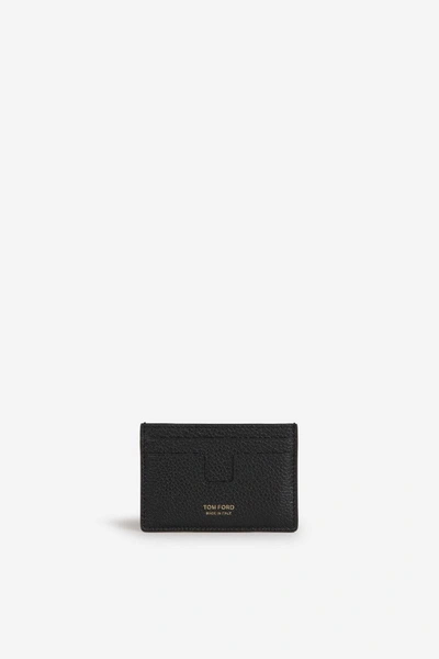 Shop Tom Ford Leather Logo Cardholder In Black