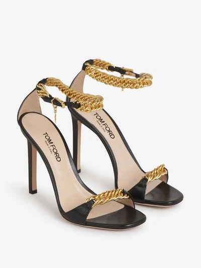 Shop Tom Ford Leather Chain Sandals In Negre