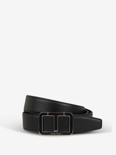 Shop Tom Ford Leather T Belt In Black