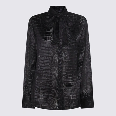 Shop Versace Black Viscose And Silk Blend Shirt