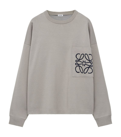 Shop Loewe Anagram Pocket Sweater In Grey