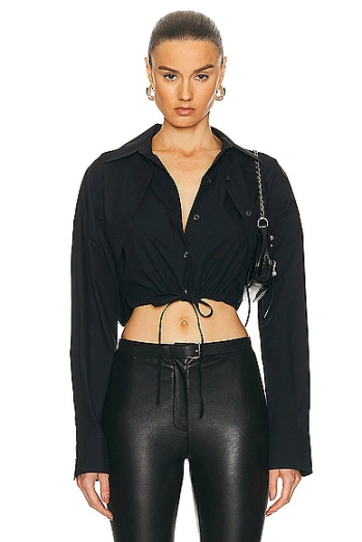 Shop Alexander Wang Double Layered Cropped Shirt In Black