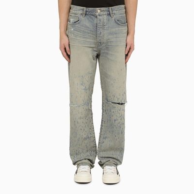 Shop Amiri Antique Indigo Jeans With Rips In Light Blue