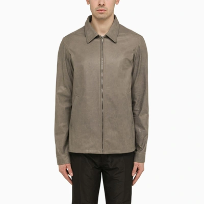 Shop Rick Owens | Grey Leather Shirt In Beige