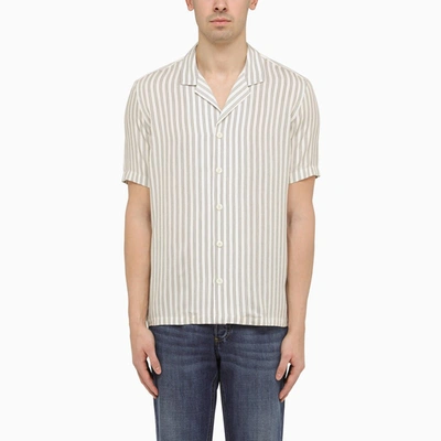 Shop Pt Torino | Cream Silk Blend Striped Shirt In White
