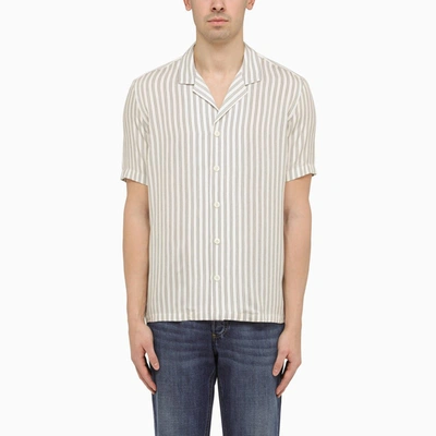 Shop Pt Torino Cream Silk Blend Striped Shirt In White