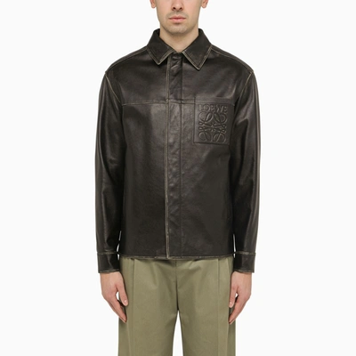 Shop Loewe Black Nappa Shirt-jacket With Anagram