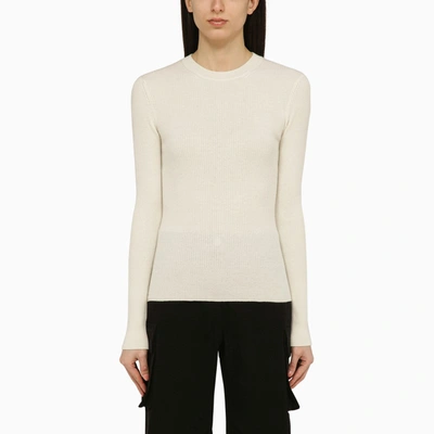 Shop Canada Goose | White Rib Knitted Sweater In Wool
