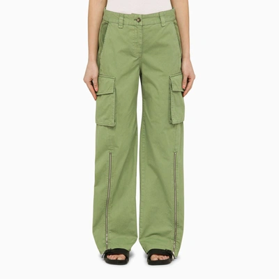 Shop Stella Mccartney | Pistachio-coloured Cotton Cargo Trousers In Green
