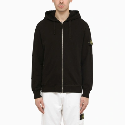 Shop Stone Island Black Zip And Hoodie With Logo