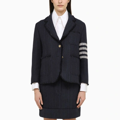 Shop Thom Browne Navy Blue Single-breasted Jacket In Wool Blend