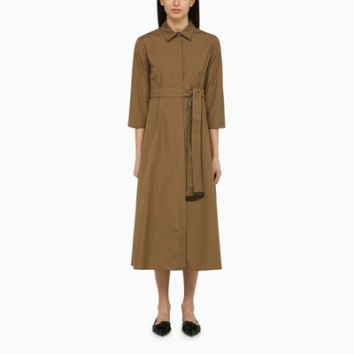 Shop 's Max Mara Caramel-coloured Cotton Chemisier Dress In Brown