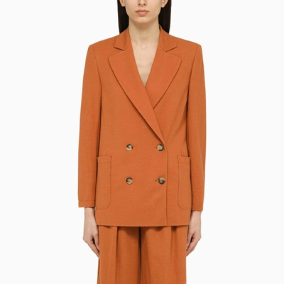 Shop Harris Wharf London Terracotta-coloured Double-breasted Jacket In Orange