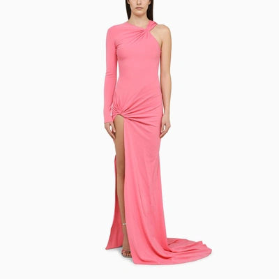 Shop David Koma Pink Asymmetrical Viscose Dress