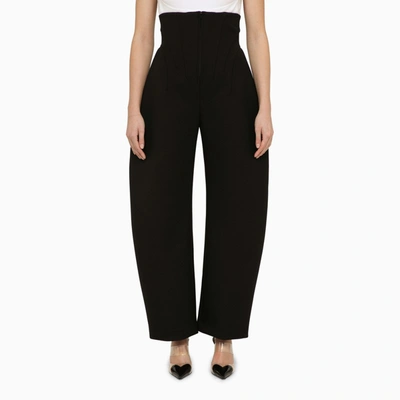 Shop Alaïa Black Wool-blend Rounded Corset Trousers