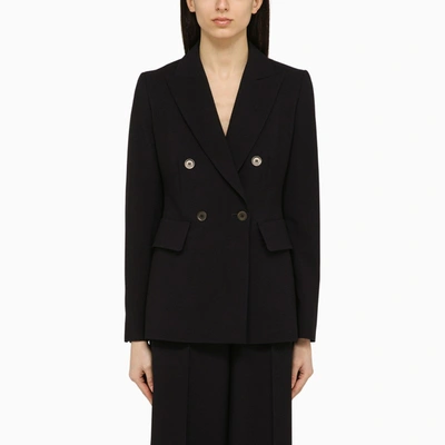 Shop Max Mara Blue Double-breasted Jacket In Wool