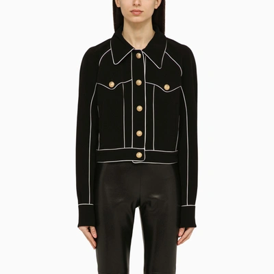 Shop Balmain Black Viscose Western Jacket