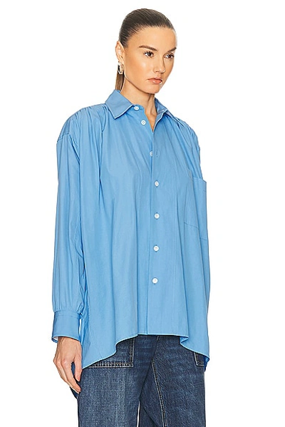 Bottega Veneta Oversized Gathered Cotton-blend Shirt In Admiral