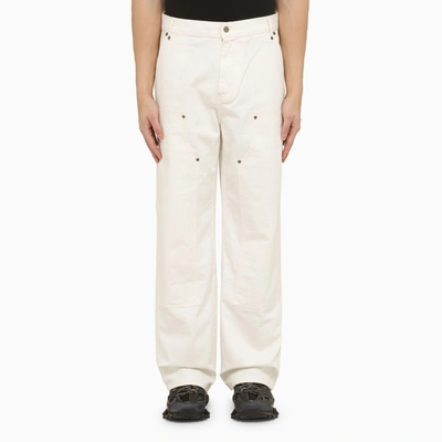 Shop Represent Cream Cotton Trousers In White