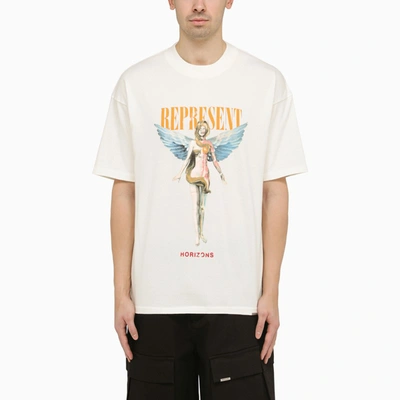 Shop Represent | White Cotton T-shirt With Logo Print