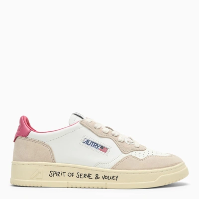 Shop Autry Medalist Trainer In White/pink Leather And Suede In Multicolor