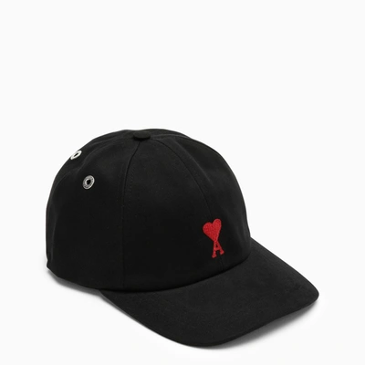 Shop Ami Alexandre Mattiussi Black Baseball Cap With Logo