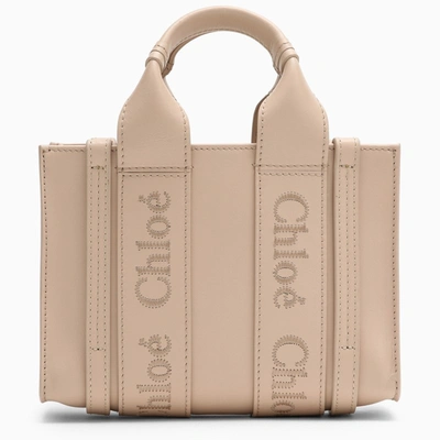 Shop Chloé Woody Small Pink Leather Bag