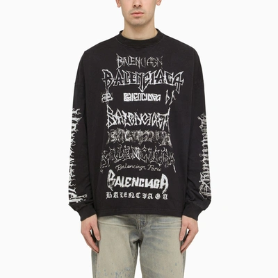 Shop Balenciaga | Diy Metal Black/white Long-sleeved T-shirt