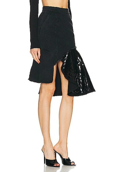 Rta Asymmetrical Skirt In Black Sequin